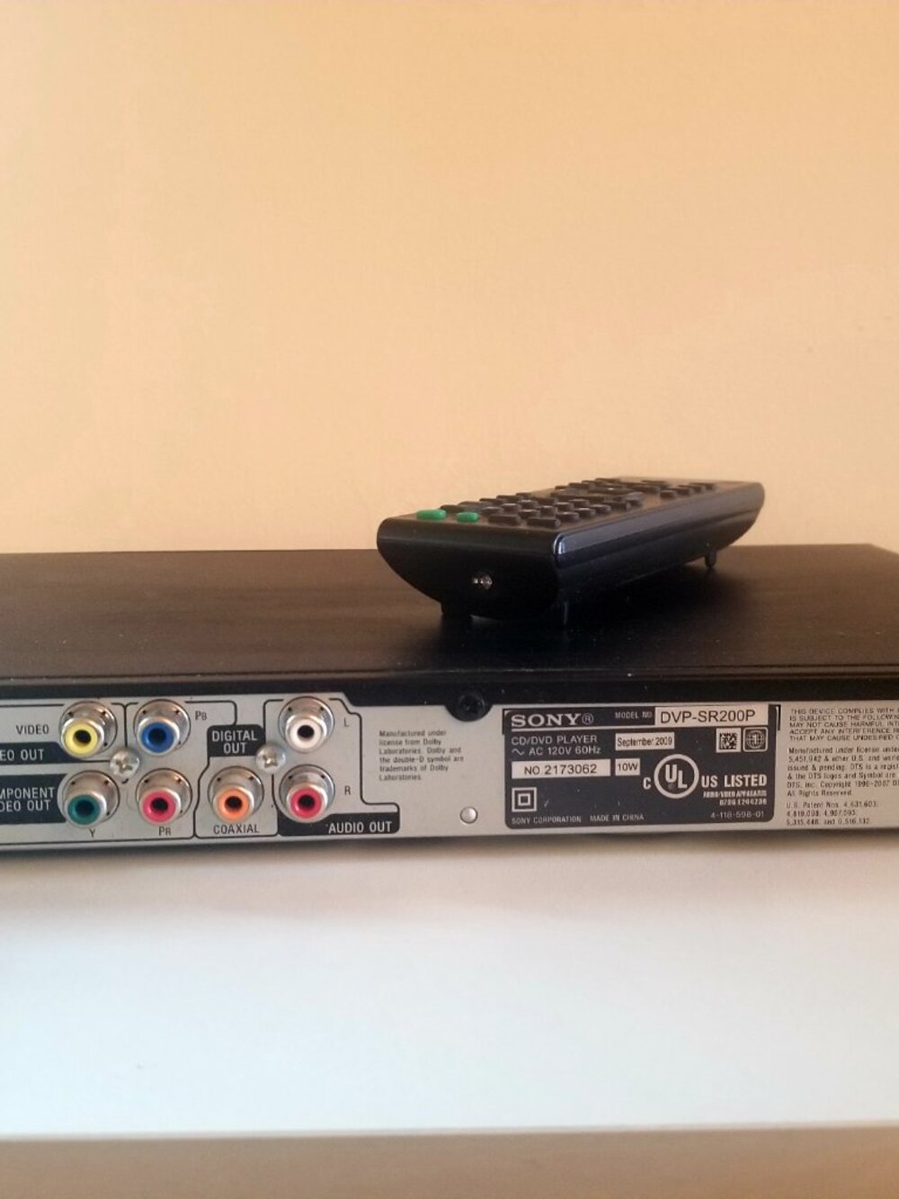 Sony DVD Player with Remote & Cords - Picture 4 of 5